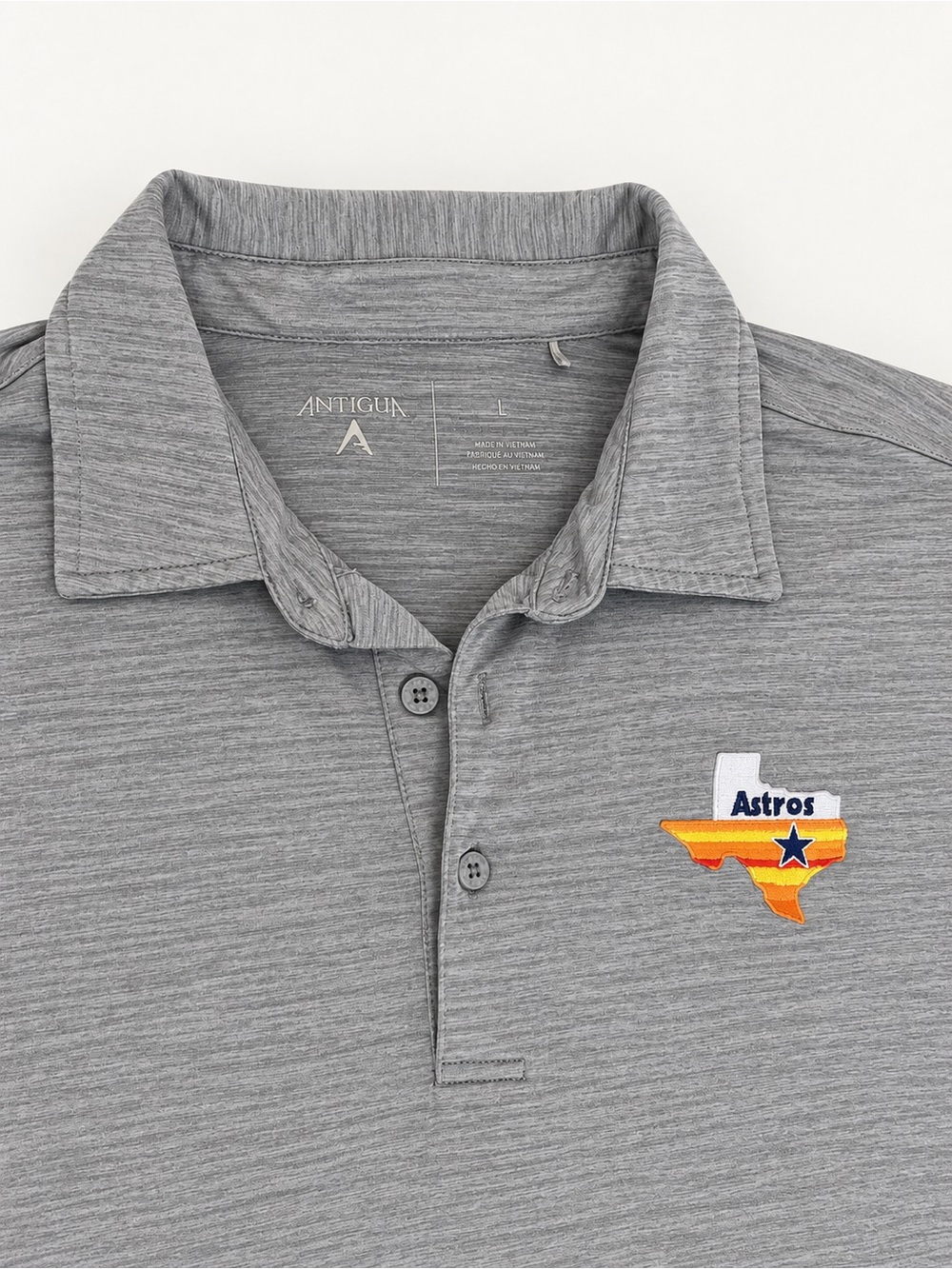 Antigua Houston Astros Retro Texas Logo Polo Gray Men’s Large